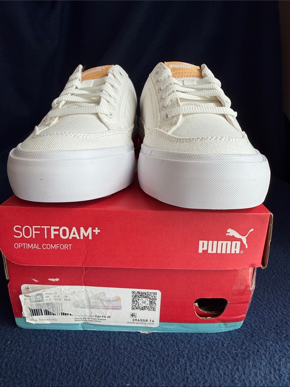 Puma Off-White Low-Top Platform Canvas Sneakers Sz 5.5 P789@SS